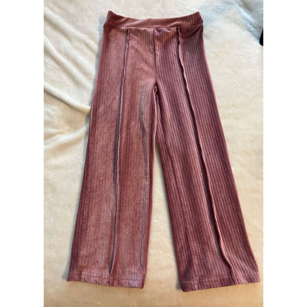 Rachel Zoe Mauve Ribbed Wide-Leg Kids Leggings